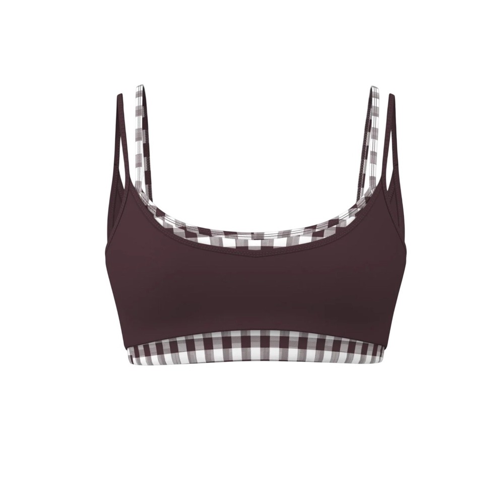 Liaison Double Layer Scoop Bra XS Chocolate Cherry Gingham Layered